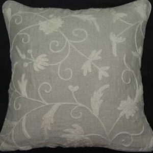 Crewel Pillow Tech Grey Linen