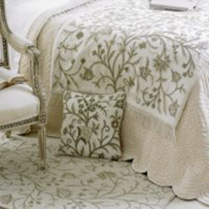 Crewel Pillow Tree of Life Neutrals on White Cotton Duck Standard