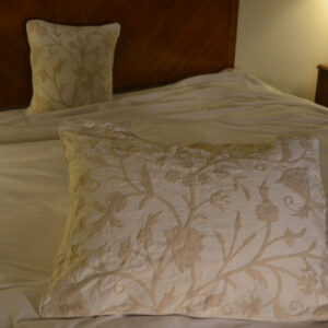 Crewel Pillow Tree of Life White on White Cotton Duck