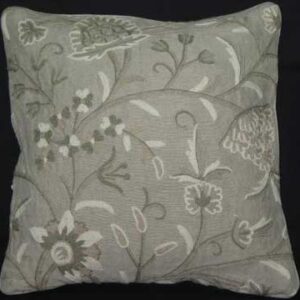 Crewel Pillow Tree of life Grey Natural Linen