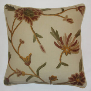 Crewel Pillow Warsi Light Khaki Cotton Duck