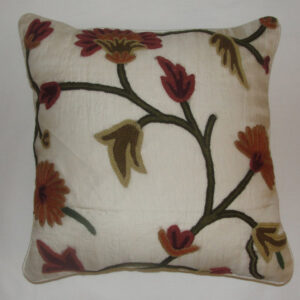 Crewel Pillow Wintertime Classic White Silk Organza