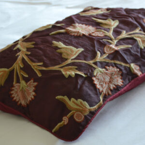 Crewel Pillow Wintertime Vermilion Silk Organza20x26