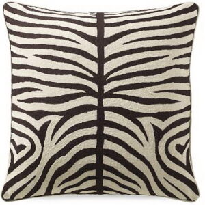 Crewel Pillow Zebra Black and White Cotton Duck