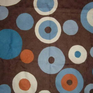 Crewel Rug Circles Brown Chain Stitched Wool Rug