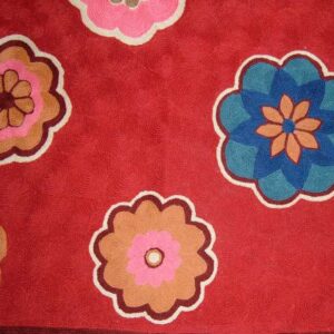 Crewel Rug Dashi Burgundy Chain Stitched Wool Rug