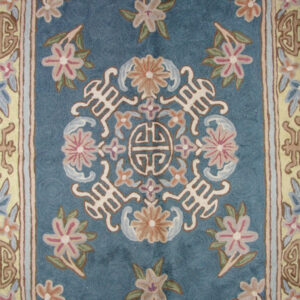 Crewel Rug Gulchand Blue Chain Stitched Wool Rug