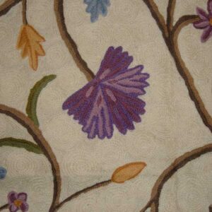 Crewel Rug Jaal Cream Chain Stitched Wool Rug
