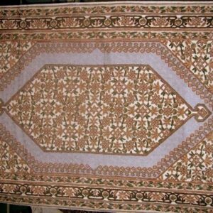 Crewel Rug Star Grey Chain Stitched Wool Rug
