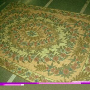 Crewel Rug Ulfat Orange Chain Stitched Wool Rug