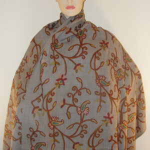 Crewel Shawl Almond Dark Melange Wool