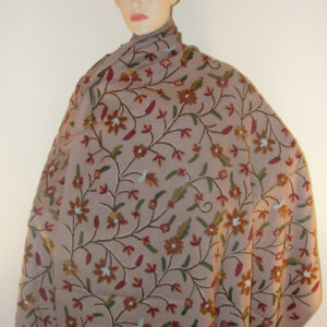 Crewel Shawl Bunch of Flowers Doe Skin Wool
