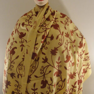 Crewel Shawl Paisley Reds on Glad Yellow Wool