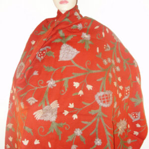 Crewel Shawl Tree of Life Gypsy Red Wool