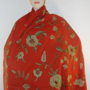 Crewel Shawl Warsi Gypsy Red Wool