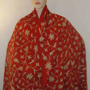 Crewel Shawl Wild Flowers Gypsy Red Wool