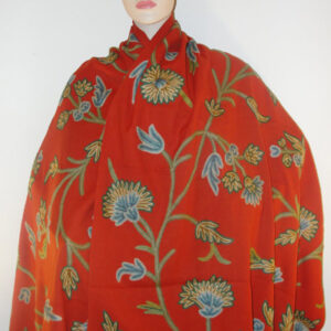 Crewel Shawl Winter Time Gypsy Red Wool