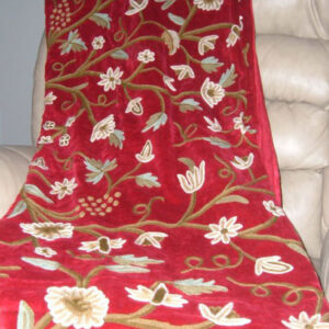 Crewel Throw Grapes Dreams Exotic Red Cotton Velvet