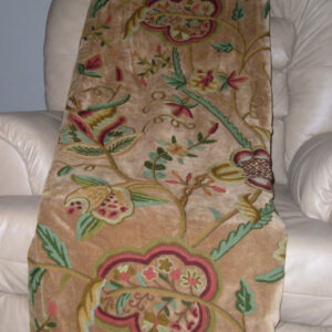 Crewel Throw Lotus Chocolate Brown Cotton Velvet