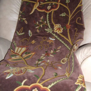 Crewel Throw Lotus Dark Chocolate Cotton Velvet