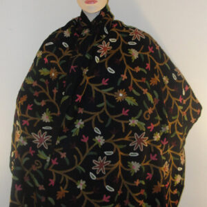 Crewel Wrap Flowers and Buds on Bohemian Black Wool