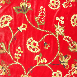 Crewel fabric Mandevilla Red Cotton Velvet