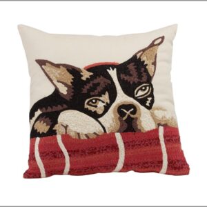 Crewel Pillow Dog Cotton Duck (12″x12″)