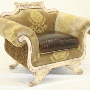 Crewel Konark Tan on Brown Cotton Velvet Upholstered  Settee