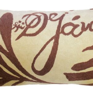 Crewel Pillow Natura White on Nutmeg Cotton Duck 15×27