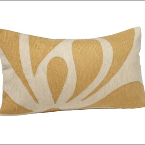 Crewel Pillow Petal White on Yellow Cotton Duck
