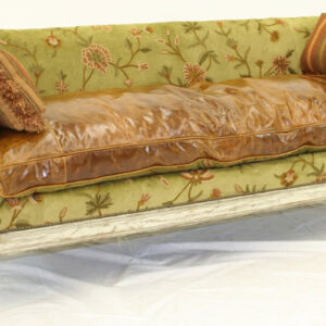 Crewel Warsi Olive Cotton Velvet Upholstered Settee
