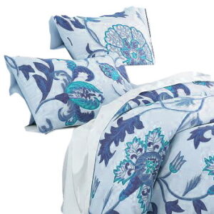 Crewel Bedding Giverny Blue Duvet Cover Cotton