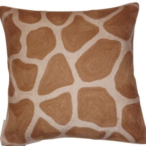 Crewel Pillow ChainStitch Giraffe Natural Cotton