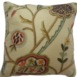 Crewel Pillow Lotus Troy Silk Organza