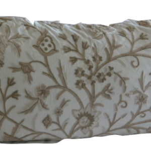 Crewel Pillow Sham Tree of Life Neutrals on Off White Cotton Duck